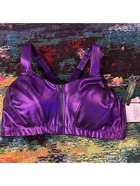 Victoria's Secret Knockout High Impact Front-Close Sports Bra Purple 36D NEW